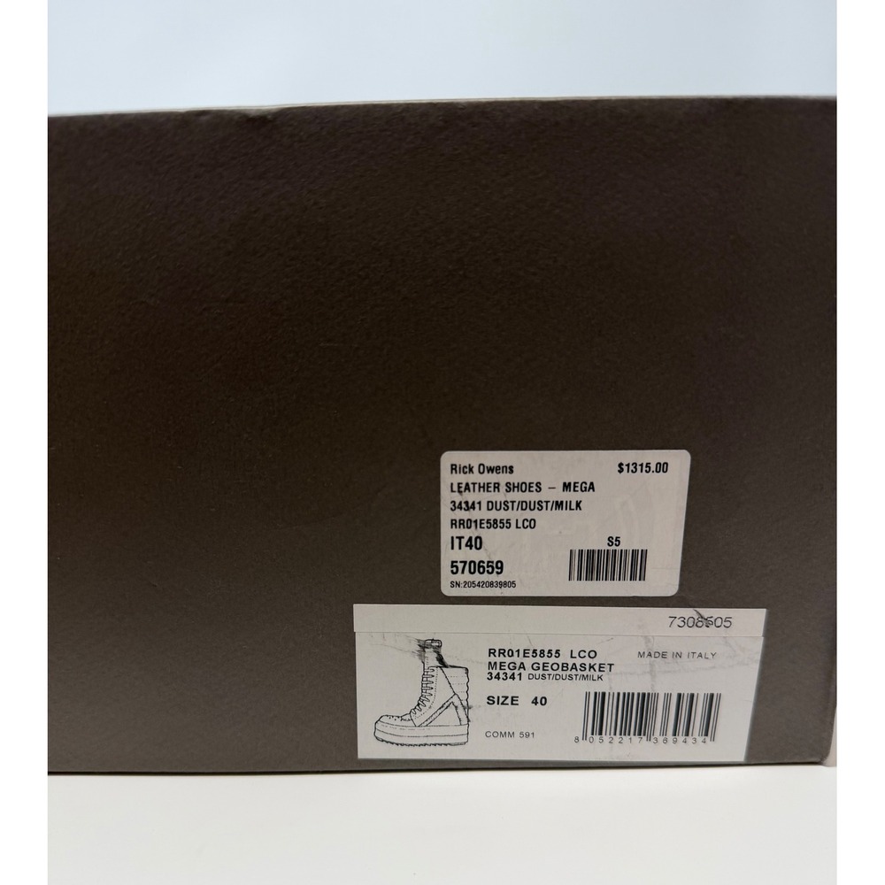Rick Owens Runway Mega Geobasket High Sneaker Grey Size 7 US 40 EU - Picture 9 of 10